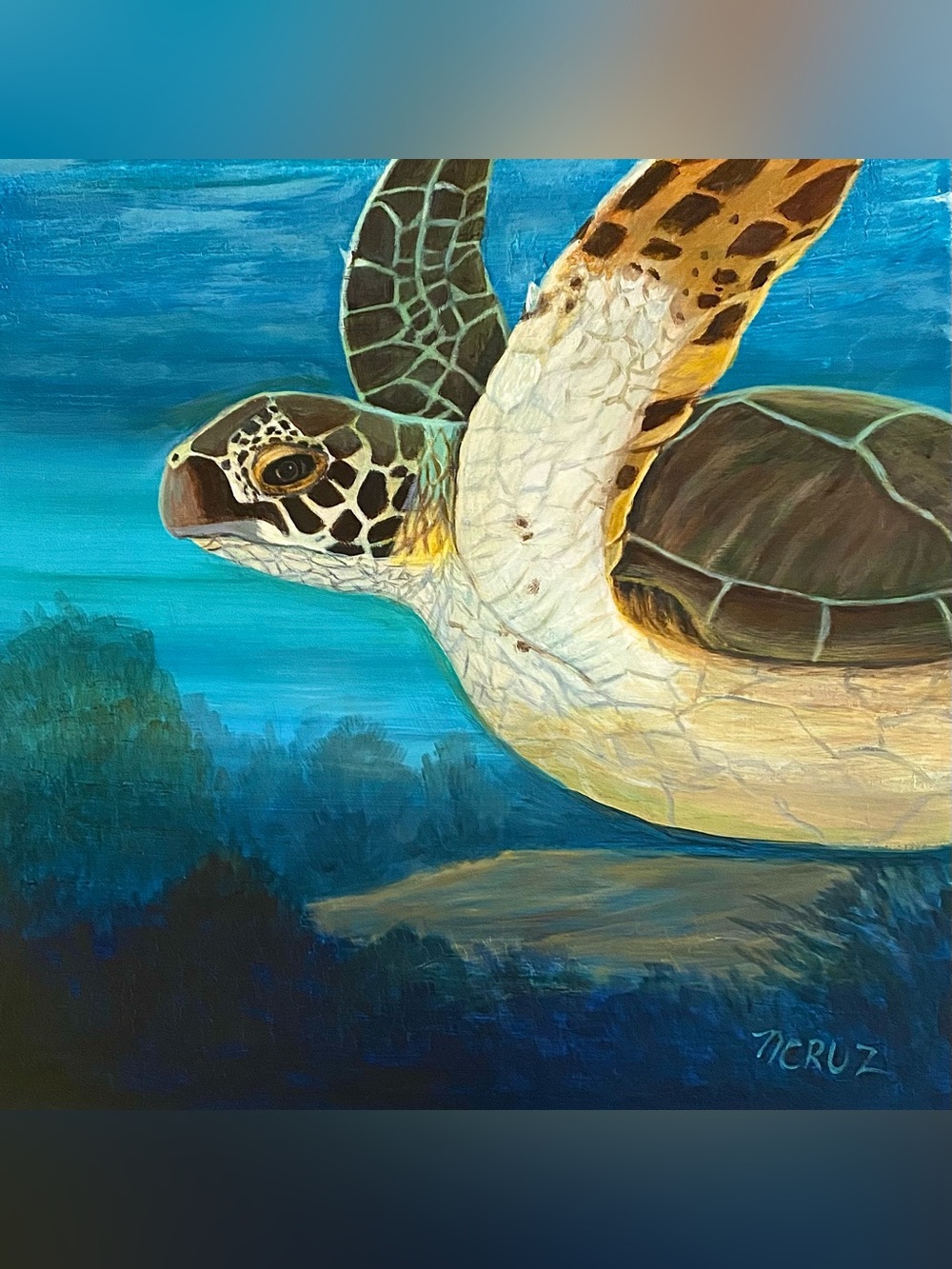 Hand Crafted Art Print “Sea Turtle “